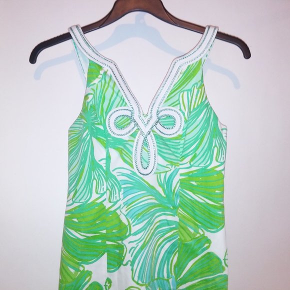 Lilly Pulitzer Tessa Dress Size 2 Shift Tropical Green White Embroidered Zip Up - Picture 8 of 15